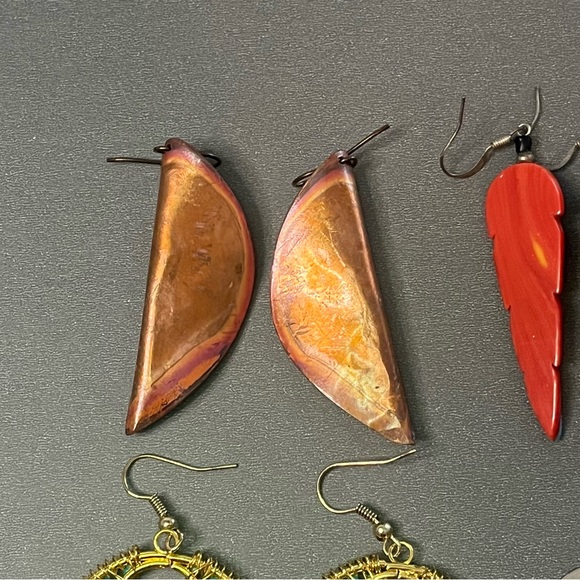 Vintage Boho Earring Bundle Turquoise Shell Bohemian Tribal Colors Beaded Drop - Picture 7 of 10